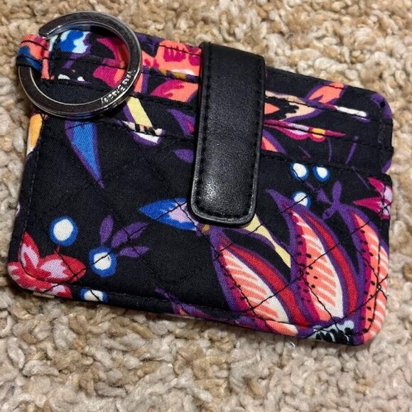 Vera Bradley Foxwood Pattern 2019 Snap Card Wallet Keyring Woodland Critters GUC - Picture 3 of 15